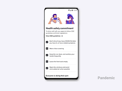 Lyft Be Nice Guidelines android corona coronavirus covid covid19 design illustration lyft mobile nice safe safety ui ux