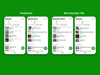 Sprocket Android Bounties Tab ad advertise android app ask ask for bicycle bike bike part bounty bounty hunter find green helmet in search of material search sprocket tabs ui