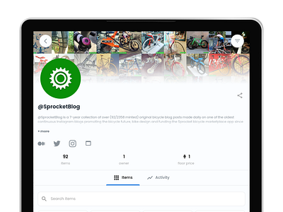 OpenSea Banner Image for @SprocketBlog NFT Collection banner bicycle bike blog blogger collage collection data ethereum first impression grid grind instagram likes most liked nft opensea photo sprocket sprocketblog