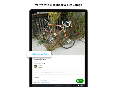 Sprocket Android Verification Screenshot Enhancements 529 garage android app aso badge bicycle bike bike index chrome os laptop marketing play store screen screenshot serial sprocket theft ui ux verified