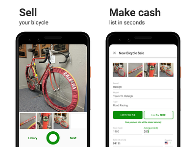 Sprocket Android ASO Screenshots 2022 android aso bicycle bike buy data experiments marketing marketplace material mockups play store ride screens screenshot screenshots sell sprocket ui ux