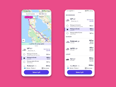 Lyft Mode Selector Modifiers Comparison Shopping UX android app buy compare context contextual design effective growth lyft optimized purchase real estate ride rideshare share shop shopping ui ux