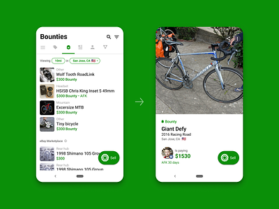 Sprocket Android Bounties android app assist bicycle bike bounty buy feature helmet help looking for sell shipping sprocket supply chain tab ui used ux wanted