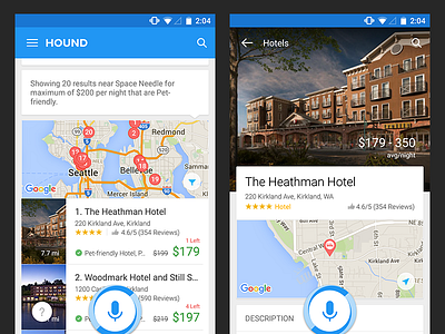 Hound Android Location Results UIX android assistant audio blue hotel hound location result scifi search soundhound voice