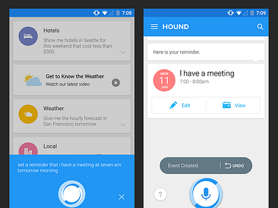 Hound Android Reminders UIX android assistant audio calendar hound reminders result scifi search soundhound ux voice