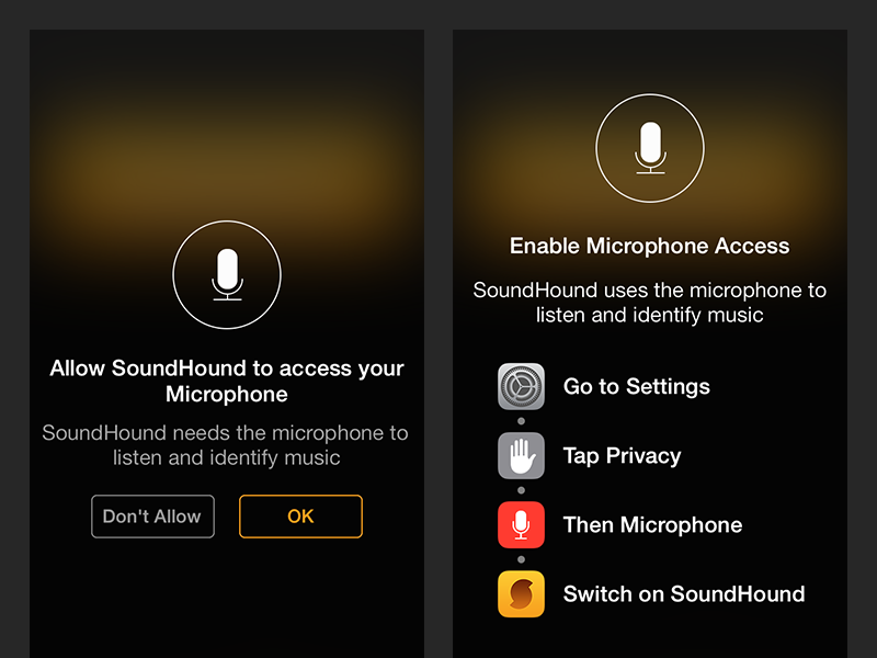 SoundHound iOS Microphone Permission Guide by 7 on Dribbble