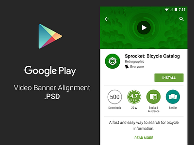 Google Play Video Banner Alignment .PSD align alignment android banner google google play google play store material play play store psd tool