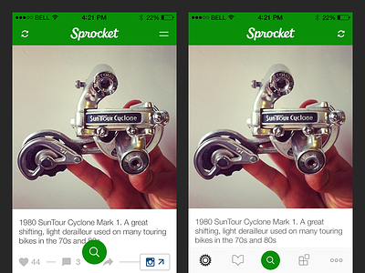 Sprocket iOS 1.4 Navigation app bicycle drawer inverted ios navigation new pattern right search sprocket ux