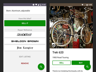 Sprocket Android 1,4 Sell Bike Button android app bicycle button buy market marketplace monetize sell sprocket ui ux