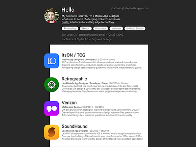 Material Mobile App Designer Resume beautiful clean icon job material play portfolio resume simple ui ux work