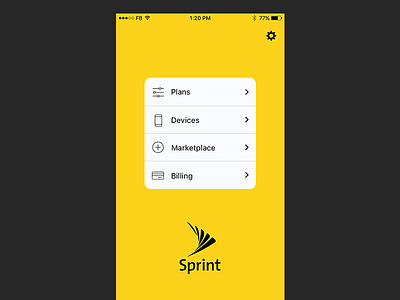 SprintON Home Concept iOS 3d touch brand home ios iteration itson sprint telecom temporary ui ux yellow