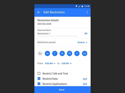 ItsON Edit Restrictions Android android easy edit itson material panel redesign restriction settings simplify ui ux