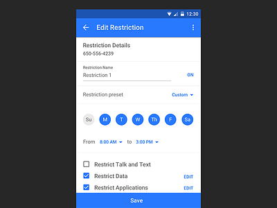 ItsON Edit Restrictions Android android easy edit itson material panel redesign restriction settings simplify ui ux