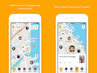 Flare iOS 1.0 App Store Screenshots anonymous burningman flare friends geolocation icon ios iphone location mobile private social network