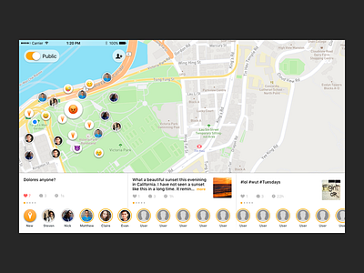 Flare 1.0 Selection Card Side-swiping UX anonymous burningman flare friends ios iphone map nearby private public simple ux