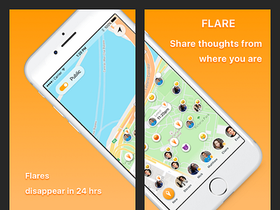 Flare iOS Prototype Screenshots anonymous flare friends geolocation icon ios iphone location mobile nearby private social network