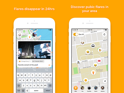 Flare iOS 1.1 App Store Screenshots anonymous flare friends geolocation icon ios iphone local location mobile private social network