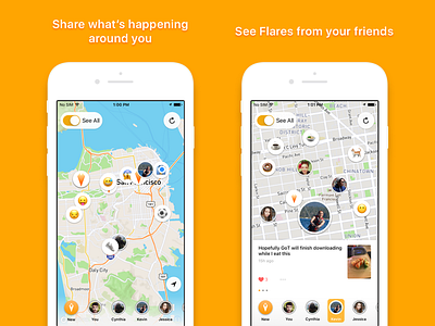 Flare iOS 1.1 App Store Screenshots anonymous flare friends geolocation icon ios iphone local location mobile private social network
