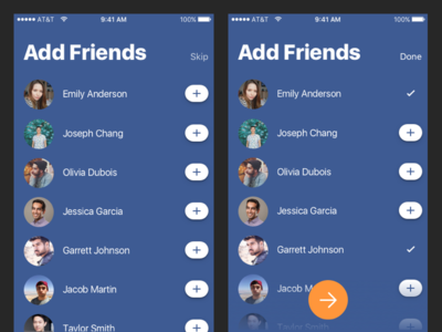 Flare iOS Facebook Auth Add Friends add color concept facebook feedback flow friends ios iphone sign up ui ux