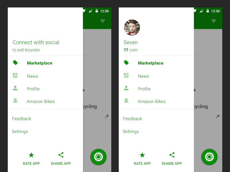 Sprocket Android 1.5.27 Navdrawer Sign In by 7 for Retrographic on Dribbble