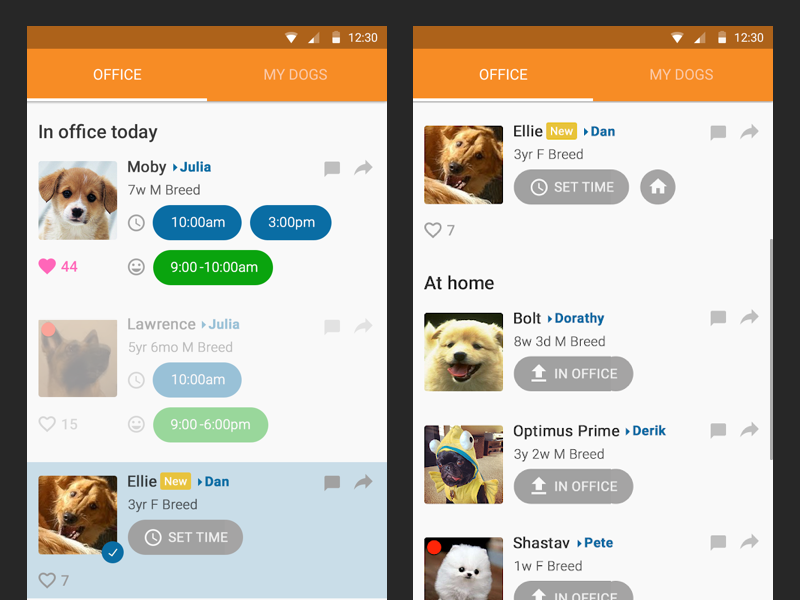 Office Dog Walker App Selection by 7 on Dribbble