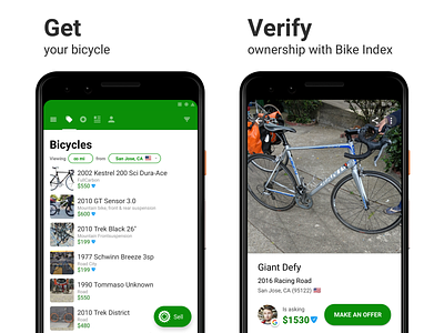 Sprocket Android Bike Index Screenshots android app bicycle bike mobile protection safety security shield sprocket theft verified