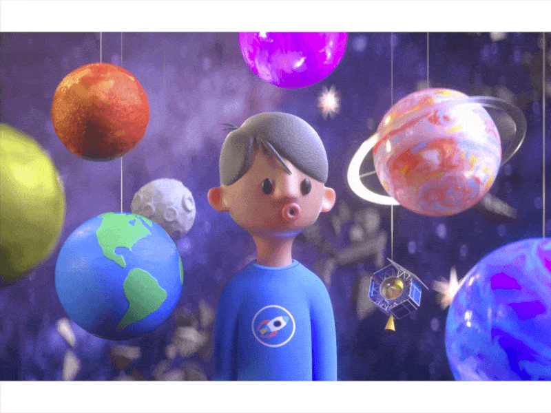 Wow, look at all that space 3d alex sheyn animation boy c4d cinema 4d design earth gif jupiter mars moon planets render space