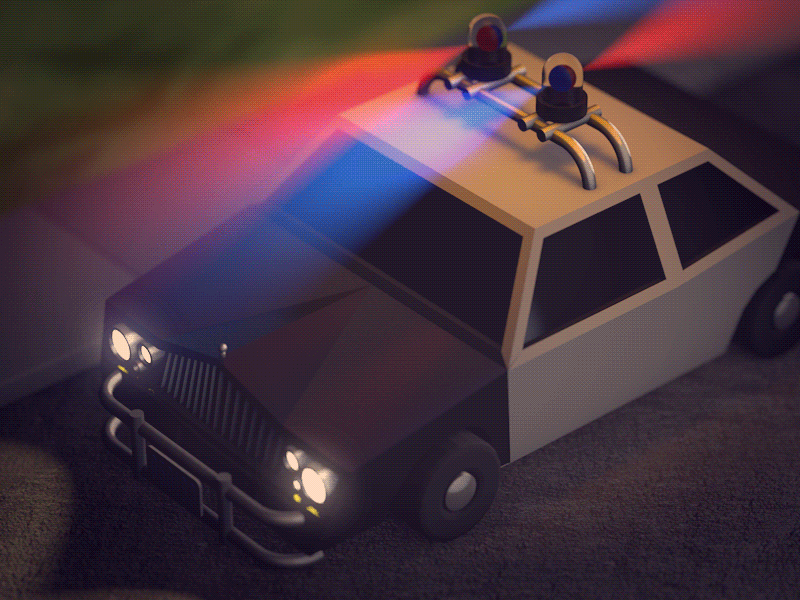 Police alex sheyn animation c4d car cinema 4d cop car gif lights low poly police