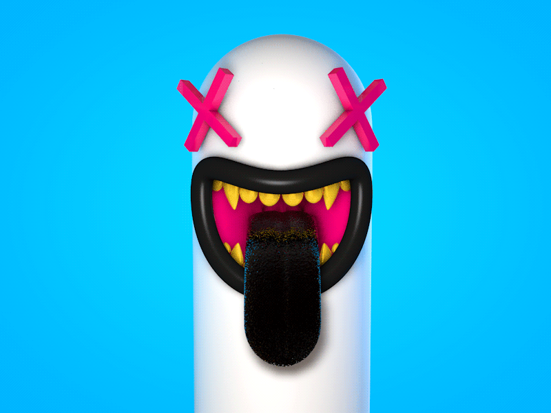 Death Breath animation black cartoon character cinema 4d gif teeth tongue worm