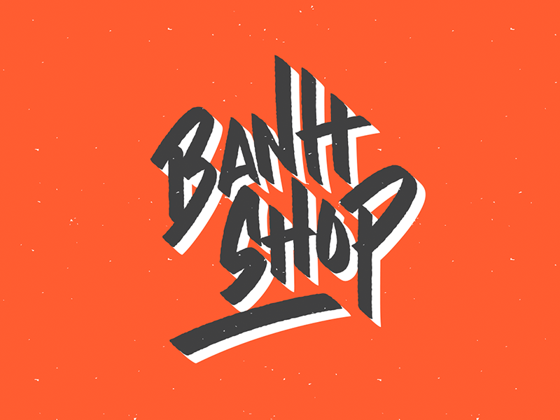 Banh Shop logo lettering type street vietnam food restaurant branding brush