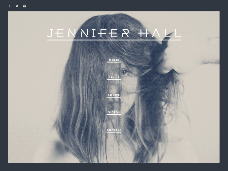 Jennifer Hall Website band gif hair hover interaction photography singer website