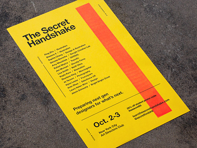 The Secret Handshake Poster alex sheyn conference lo fi neon pink poster print riso risograph secret handshake texture yellow