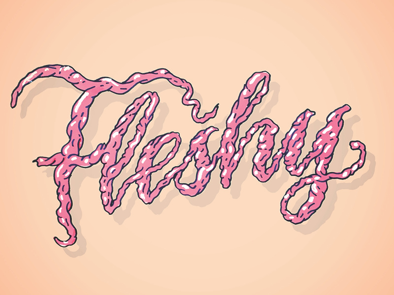 Fleshy type script drawing gross flesh pink