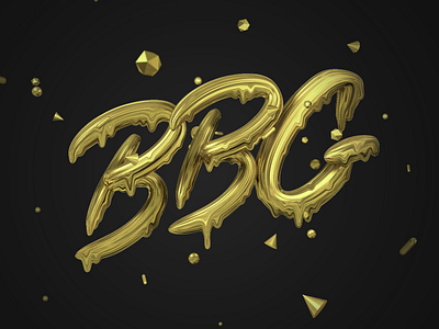 BBG Gold Melt 3d black c4d cinema 4d drippy gold type typography