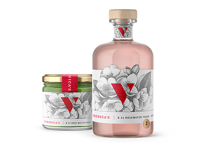 Veronica's Packaging bottle cosmetics design flower jar makeup packaging print