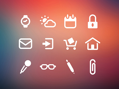 Minicons attachement calendar cart glasses home icons lock mail mic minicons open pen time watch weather