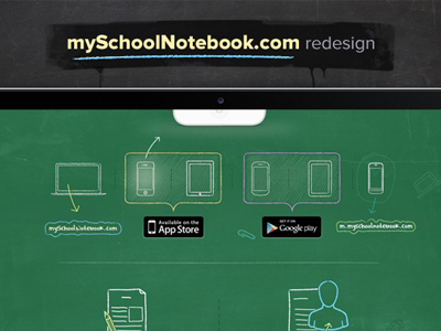 Redesign mySchoolNotebook.com clean icons illustration landing notebook redesign school ui web design website
