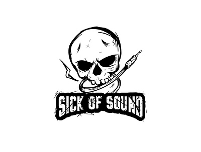 sick of sound... black character design designs great grunge textures grungge icon illustration indonesia logo skull skull logo vector
