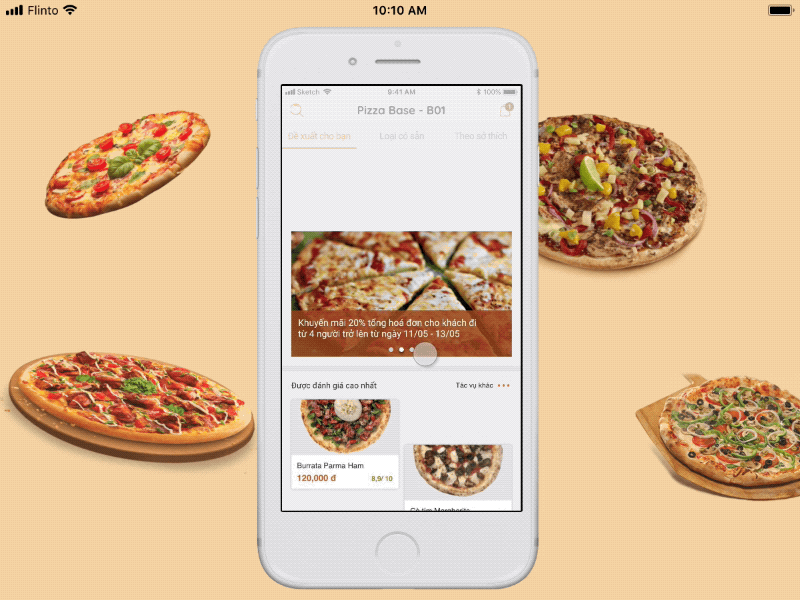 The app puts pizza right at the dinner table app food motionui pizza ui ux