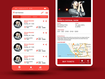 Event booking Mobile app UI design