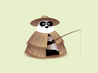 Panda-Fisherman bao fishing icon illustration panda