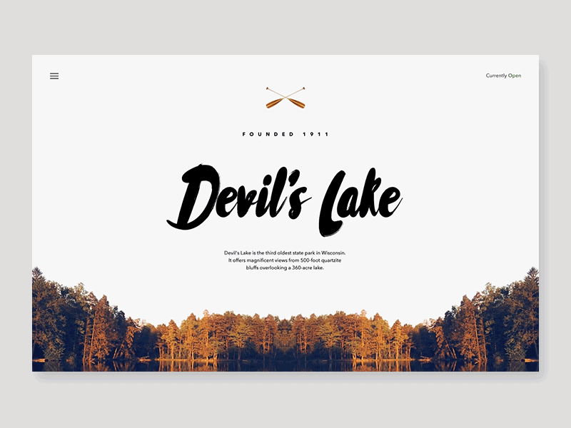 Daily UI #003 Landing Page 003 animation daily ui dailyui devil lake landing page minimal motion web