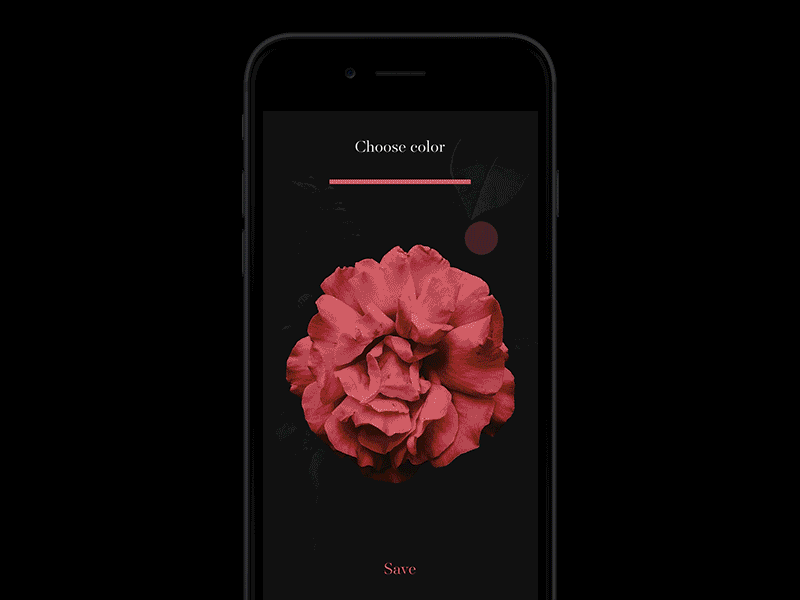 Daily UI #007 Settings 007 animation article color picker daily ui dailyui flower minimal mobile motion settings