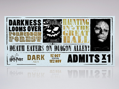 Warner Bro's Studio Tour - Dark Arts Ticket Concept branding concept design illustration lettering logo ticket typography