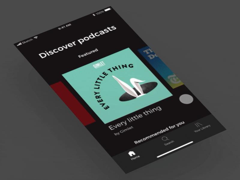 Spotify podcast discovery experience (animation exercise)