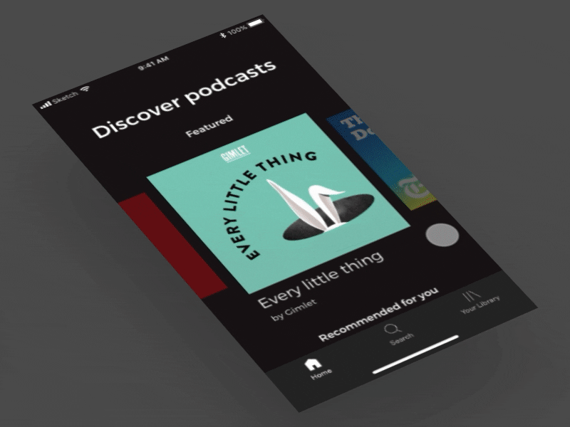 Spotify podcast discovery experience (animation exercise) design experience listening podcast spotify ui uiux