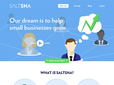 Saltsha Homepage blue business corporate flat green people