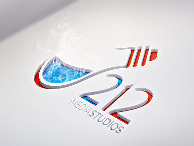 212 Media Studios Logo Mock Up blue boil cutout orange photoshop water