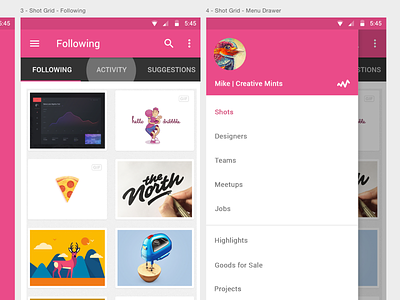 Dribbble App Concept Expanded animation artboards dribbble material photoshop