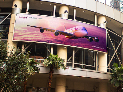 Qatar Airways Privilege Club airline airways billboard clouds plane poster qatar sky travel